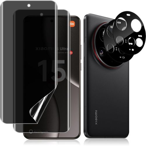 Film vie privée TPU Hydrogel anti-espion pour Xiaomi 15 Ultra 5G - Pack 2 films écran + 2 protections lentille caméra HD, flexible