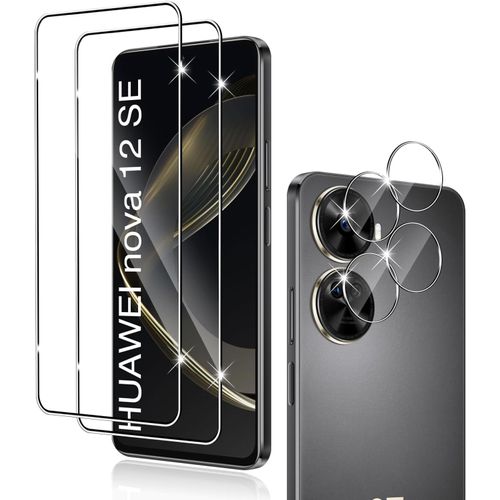 Kit 2x Verres Trempés Écran + 2x Protections Caméra Pour Huawei Nova 12 Se ¿ 9h Anti-Rayures, 99% Transparence, Pose Sans Bulles