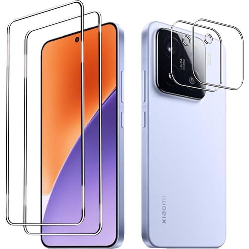 Lot 2 Verres Trempés Pour Xiaomi 15 + 2 Protections D¿Objectif Caméra, 9h Anti-Rayures, Haute Transparence, Pose Facile