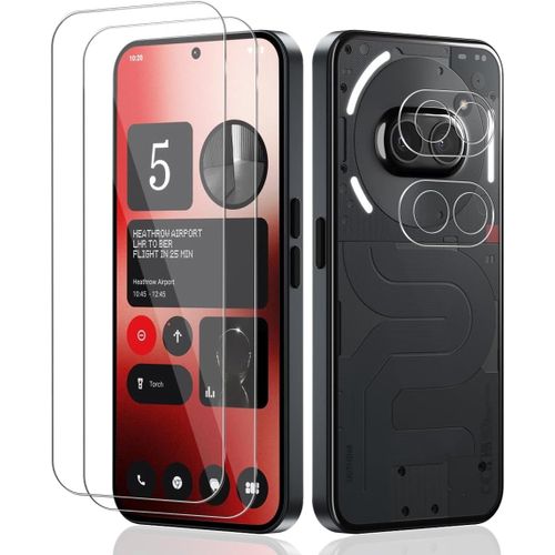 Lot 2+2 Verres Trempés Pour Nothing Phone 2a - 2 Protections D'écran + 2 Protège-Lentilles Caméra, Verre 9h Anti-Rayures Haute Transparence