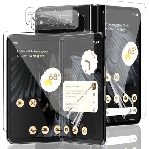 Kit De Protection Google Pixel Fold ¿ 1 Film Tpu Intérieur + 1 Film Extérieur + 2 Protège-Objectifs Verre Trempé 9h ¿ Ultra Clair, Anti-Rayures, Couverture Totale