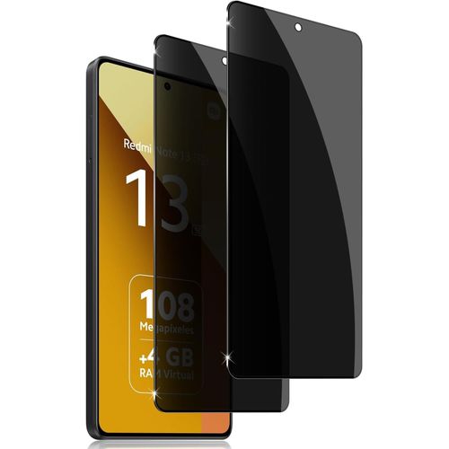 Lot De 2 Verres Trempés Anti-Espion 9h Pour Xiaomi Redmi Note 13 5g / Note 14s ¿ Protection Écran Vie Privée Anti-Rayures, Pose Sans Bulles