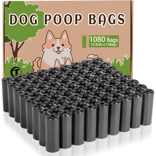 Sept-Aitodos? 1080 Pi¿¿Ces Sac A Crottes Chien, Noir, Sacs Ramasse-Crottes Pour Chiens, Sac Caca Chien - 31 X 22cm, Poly¿¿Thyl¿¿Ne-Mat¿¿Riau, Portable, Sac A Crotte(72 Rouleaux, 15 Par Rouleau)