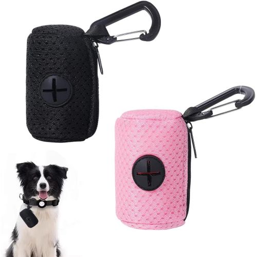 Sept-2 Pièces Distributeur Sac A Crottes Chien, Sac Chien Crotte, Sac Crottes Chien, Sacs Ramasse-Crottes Pour Chiens, Sac À Crottes Pour Chien (Noir, Rose)