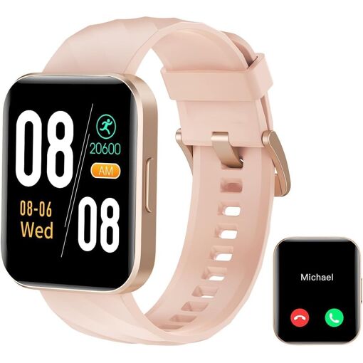 Montre Connectée étanche 2024 – Tracker Fitness, Appels, Tension Artérielle, écran AMOLED, Noire