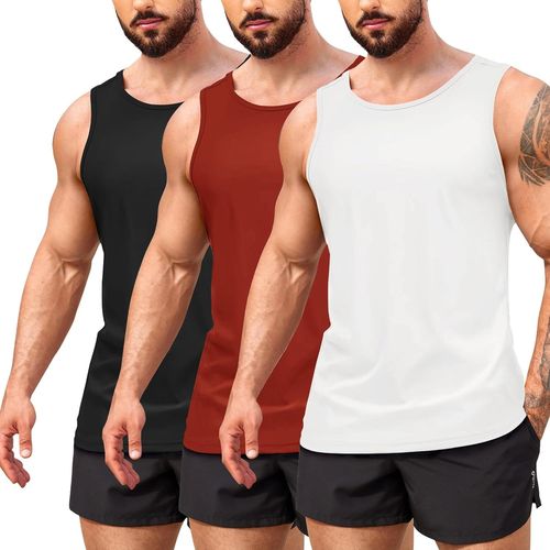 Sept-Lot De 3 Débardeurs Pour Homme Hauts De Sport Gilets D'été Gilets De Gym Gilets Musculaires Chemises De Musculation Gilets De Sport
