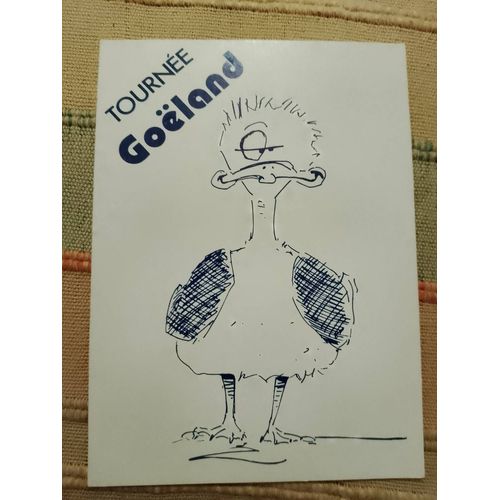 Carte Postale Blanche/ Bleue "Tournée Goéland"Vintage Années 80.