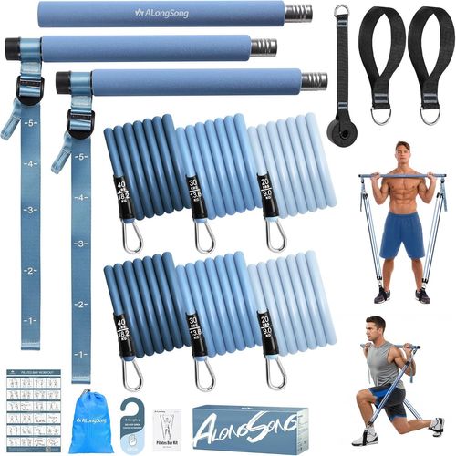 Elastiques Musculation Barre De Pilates - 2025 Kit Fitness Maison Avec 6 Bandes De Résistance Élastique 20-180lbs & Ancrage De Porte Pour Complet Entraînement Yoga/Musculation