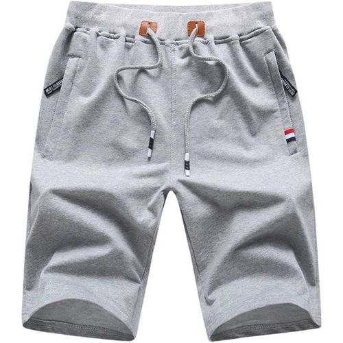 Sept-Short Homme Sport Coton Short Avec Poches Zippées Short De Sport De Course De Musculation Pour Homme Short De Sport En Coton Respirant Avec Poches