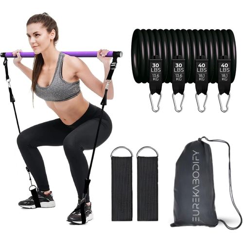 Sept-Barre De Pilates ¿ Bandes De Résistance ¿ Barre De Pilates Démontable 3 Sections ¿ Kit Pilates Maison