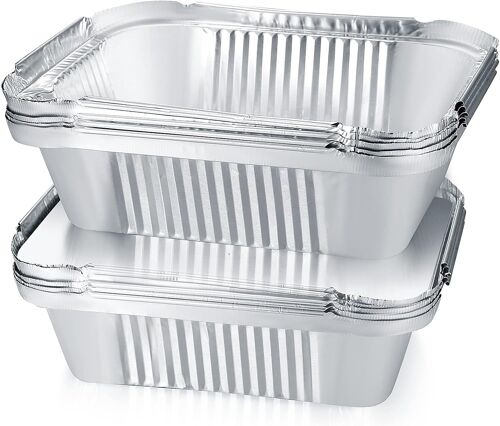 Loranka-Lot De 30 Barquettes En Aluminium Pour Barbecue, Égouttoir En Aluminium, Plat À Gratin Avec Couvercle, Récipient En Aluminium Pour Pâtisserie, Rôti, Cuisson - 600 Ml