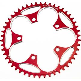 Sept-Plateau De Pédalier Vélo Route 110bcd 7075-T6 Aluminium - Cnc 5 Axes Iso 13041, Denture Alternée Anti-Chute (36-58t) | Compatible 8-12v Shimano/Sram | Noir/Rouge