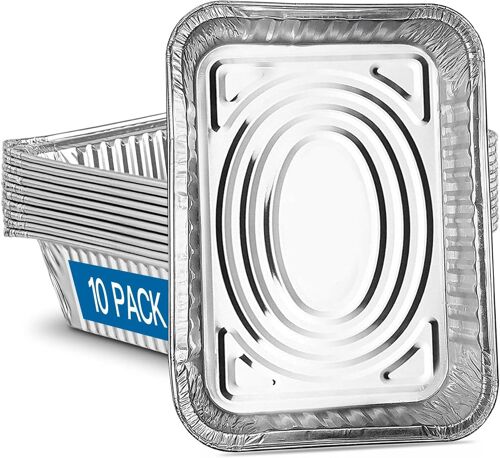 Jexnovashop-Lot De 10 Grands Plateaux En Aluminium De 3 500 Ml, Moules Profonds En Aluminium Très Résistants Pour La Cuisson, La Pâtisserie, Le Stockage Des Aliments (32 X 26 X 7 Cm)