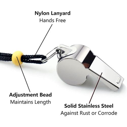 Asfasfq-Lot De 2 Sifflets En Acier Inoxydable Avec Cordon, Sifflet D'arbitre De Sport, Sifflet Pour Les Activités De Plein Air, Arbitres, Entraîneurs, Sauveteurs, Football