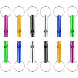 Teppc-12 Pièces Sifflet De Signal Sifflet D'urgence De Survie En Plein Air En Aluminium Avec Sifflet De Sport Porte Clés Adapté À La Formation De Camping
