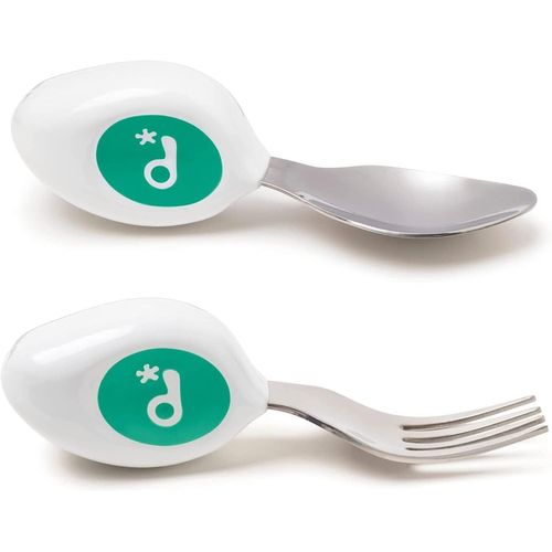 Ensemble 2 pièces cuillère, fourchette - Apprenez à utiliser les couverts pour tout-petit en quelques minutes, les ustensiles pour 1 an et plus, les accessoires de sevrage, Aqua