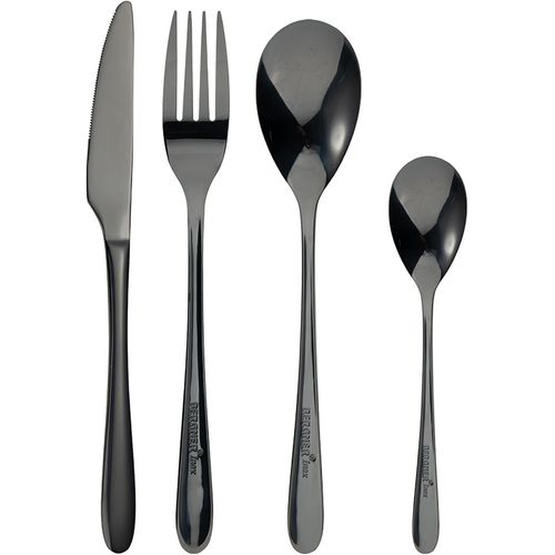 Praga - Ensemble De Couverts En Acier Inoxydable 16 Pièces - Comprend 4 Couteaux, 4 Cuillères, 4 Fourchettes, 4 Cuillères À Café - Finition Dorée Élégante - Durable Et Stylé