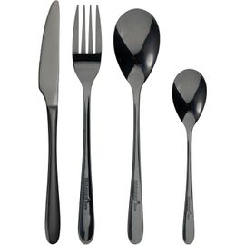 Praga - Ensemble De Couverts En Acier Inoxydable 16 Pièces - Comprend 4 Couteaux, 4 Cuillères, 4 Fourchettes, 4 Cuillères À Café - Finition Dorée Élégante - Durable Et Stylé