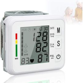 Tensiomètre De Poignet, Tensiomètre Numérique, Medidor Tension Arterial Aparato Tension Arterial Medición Precisa Avec Gran Pantalla Lcd/Memoria (2x99) - Cadeau Pour Mères Et Pères (Blanc)