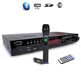 Amplificateur LTC ATM6000BT stéréo HIFI Karaoké 100W USB/SD/MP3/Bluetooth avec Microphone à main UHF sans fil