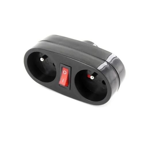 Prise Biplite 2x16A CHACON Anthracite avec interrupteur
