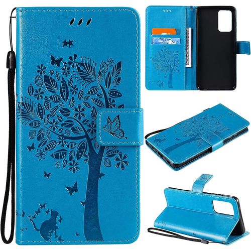 Coque Pour Samsung Galaxy A52 4g/5g/A52s 5g, Etui Samsung A52 4g/5g/A52s 5g, Antichoc Tpu Housse Cuir Flip Case Portefeuille Etui Rabat [Magnetique] Coque De Protection Cover (Bleu)