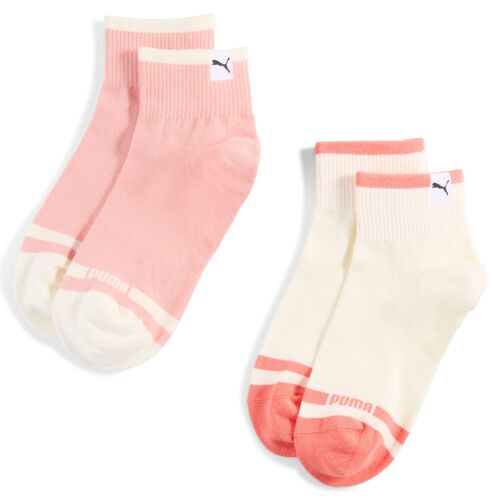 Puma Chaussettes Trois-Quarts Heritage Femme (Lot De 2), Vêtements, Blanc/Rose, 35-38