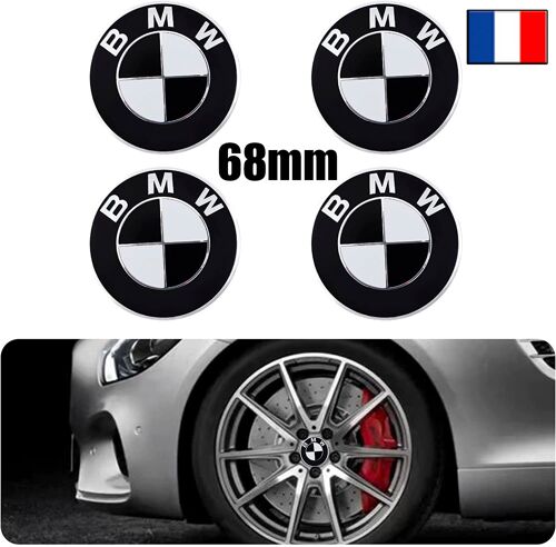 Noir 4x Cache Moyeu Jante Centre De Roue Enjoliveur Bmw 68mm Bleue Et Blanc Fr