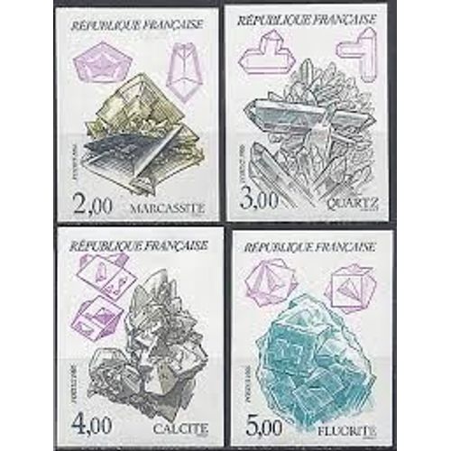 Série Nature De France (4) : Minéraux Série Complète Année 1986 N° 2429 2430 2431 2432 Yvert Et Tellier Luxe