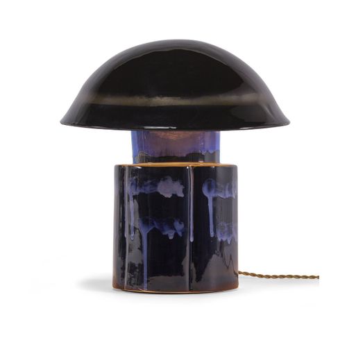 Lampe De Table En Grès Vitré Bleu Foncé 36,5x40cm John - Serax