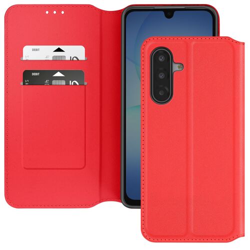 Étui Portefeuille pour Samsung Galaxy A17 Clapet Magnétique avec Support Vidéo Rouge