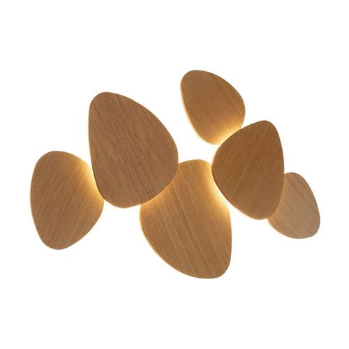 Applique Murale 6 Écrans Triac Dimmable En Chêne Naturel 89x53cm Tria - Bover