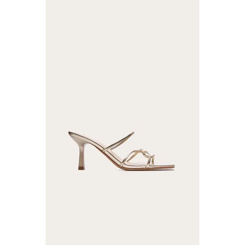 Mules Talon Large En Pu Doré Brides Croisées Doré