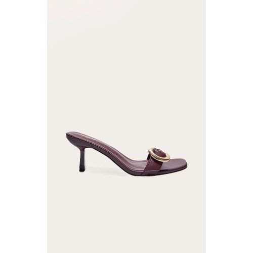 Mules Large Carrées En Pu Bordeaux Boucle Et Petit Talon Bordeaux