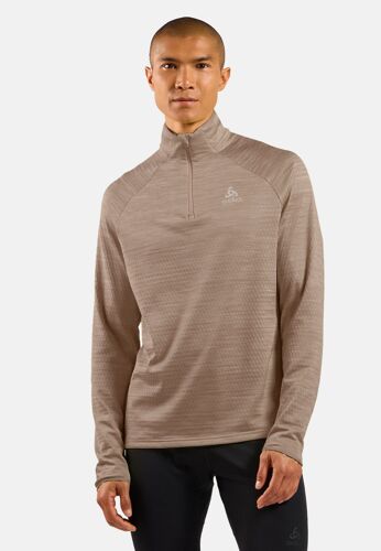 Odlo Pull À Manches Longues Et Col Zippé Run Easy Pour Homme, M, Beige