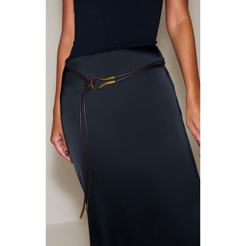Ceinture En Corde Chocolat À Détails En Métal Doré, Chocolat
