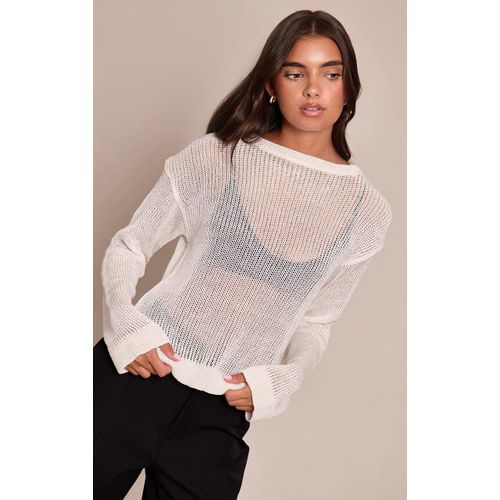 Pull Ample En Maille Filigrane Crème, Crème