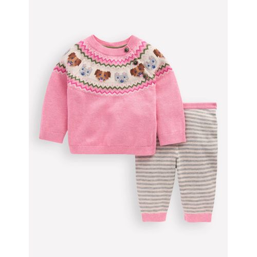Ensemble en maille fun-Animaux rose vintage