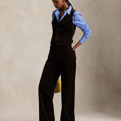 Pantalon Large Velours Côtelé De Coton