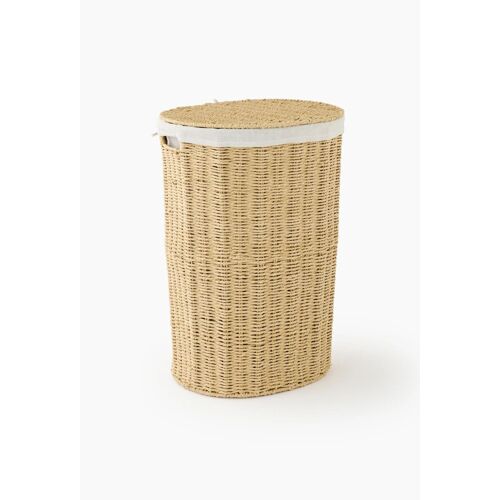 Panier Haut Oval, 42x30xh52 Cm, En Papier Et Tissu