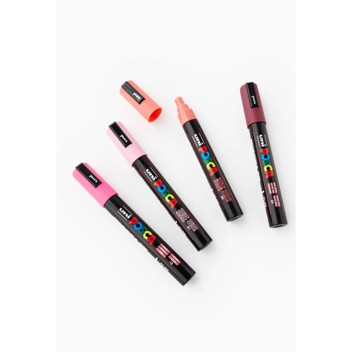 Set De 4 Marqueurs Pointe Conique Moyenne Posca Marker Lie De Vin - Rose - Corail - Rose Clair (Pc5m)