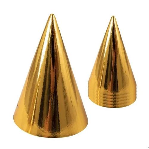 Chapeau Pointu Carton - Lot De 6 - Or - Ptit Clown - 21801 - Accessoire De Fête