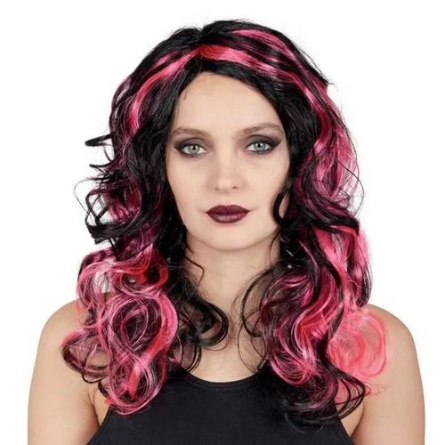 Perruque De Sorcière - Ptit Clown - 22175 - Accessoire Déguisement Carnaval, Halloween, Cosplay, Fête - Noir, Rose