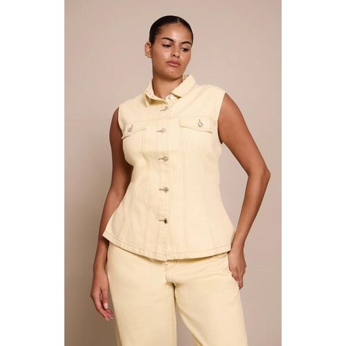 Plus Chemise Cintrée En Jean Amande Sans Manches, Amande