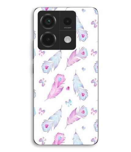 Coque Pour Xiaomi Redmi Note 13 Pro 5g Plumes Et Coeurs Rose Et Bleu Maniacase