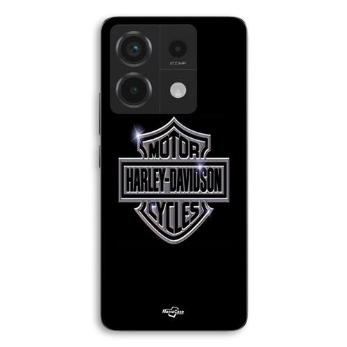 Coque Pour Xiaomi Redmi Note 13 Pro 5g Harley Davidson Logo Motor Sycles Gris Front Noir Maniacase