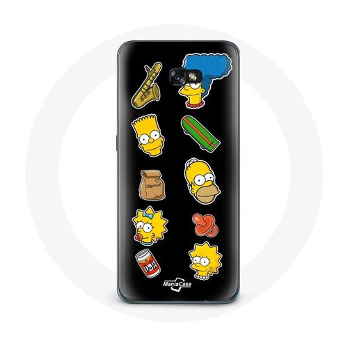 Coque Pour Samsung Galaxy A8 2016 Les Simpson Autocollants Fond Noir