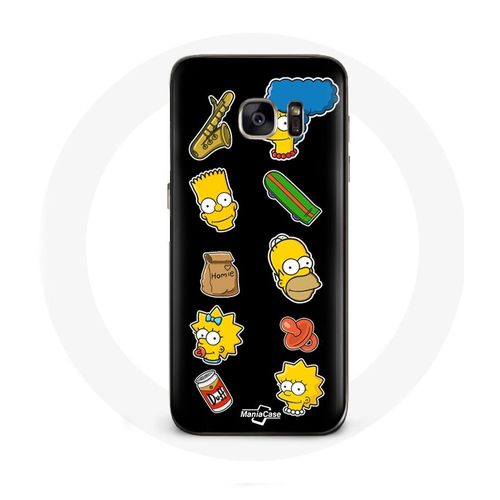 Coque Pour Samsung Galaxy S6 Les Simpson Autocollants Fond Noir