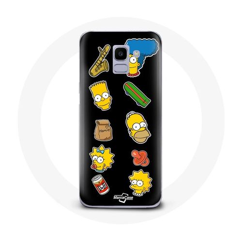 Coque Pour Samsung Galaxy A8 2018 Les Simpson Autocollants Fond Noir