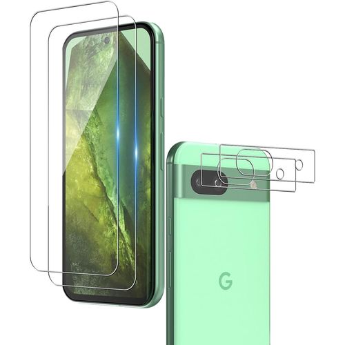Pack 2x Verres Trempés + 2x Protections Caméra Pour Google Pixel 8a ¿ 0,25 Mm 9h Anti-Rayures, Ultra-Fin, Toucher Sensible, Pose Facile Sans Bulles